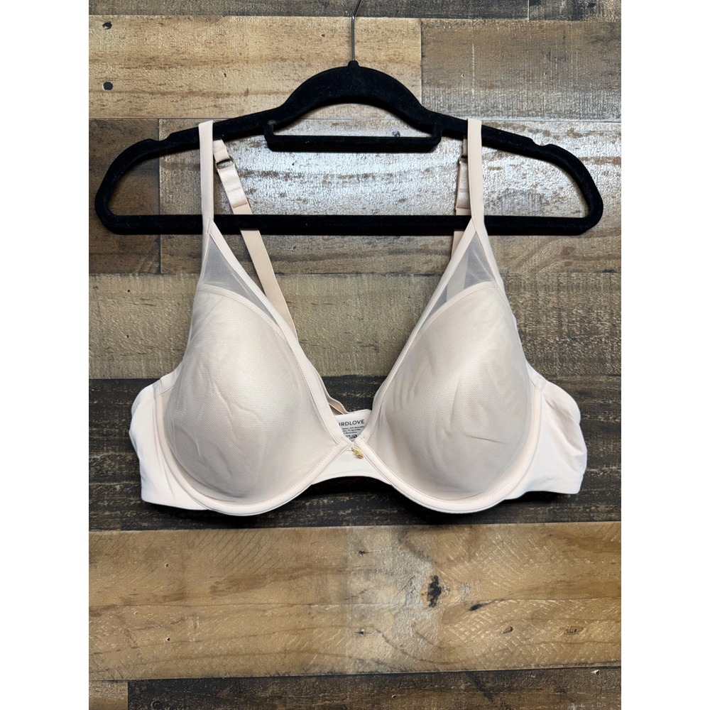 ThirdLove 24/7 Classic Contour Plunge Bra Nude Beige Mesh 42C 139833